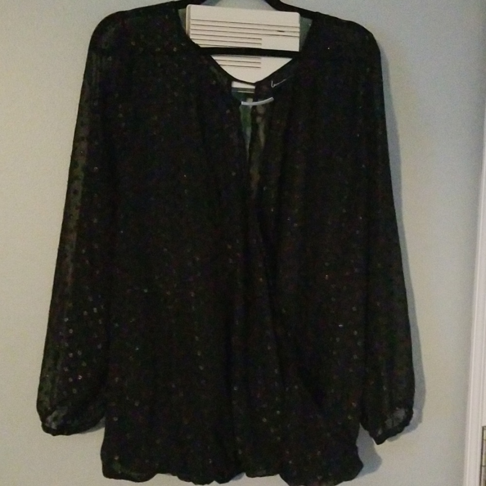 Sexy Sheer Black Cross Over Top